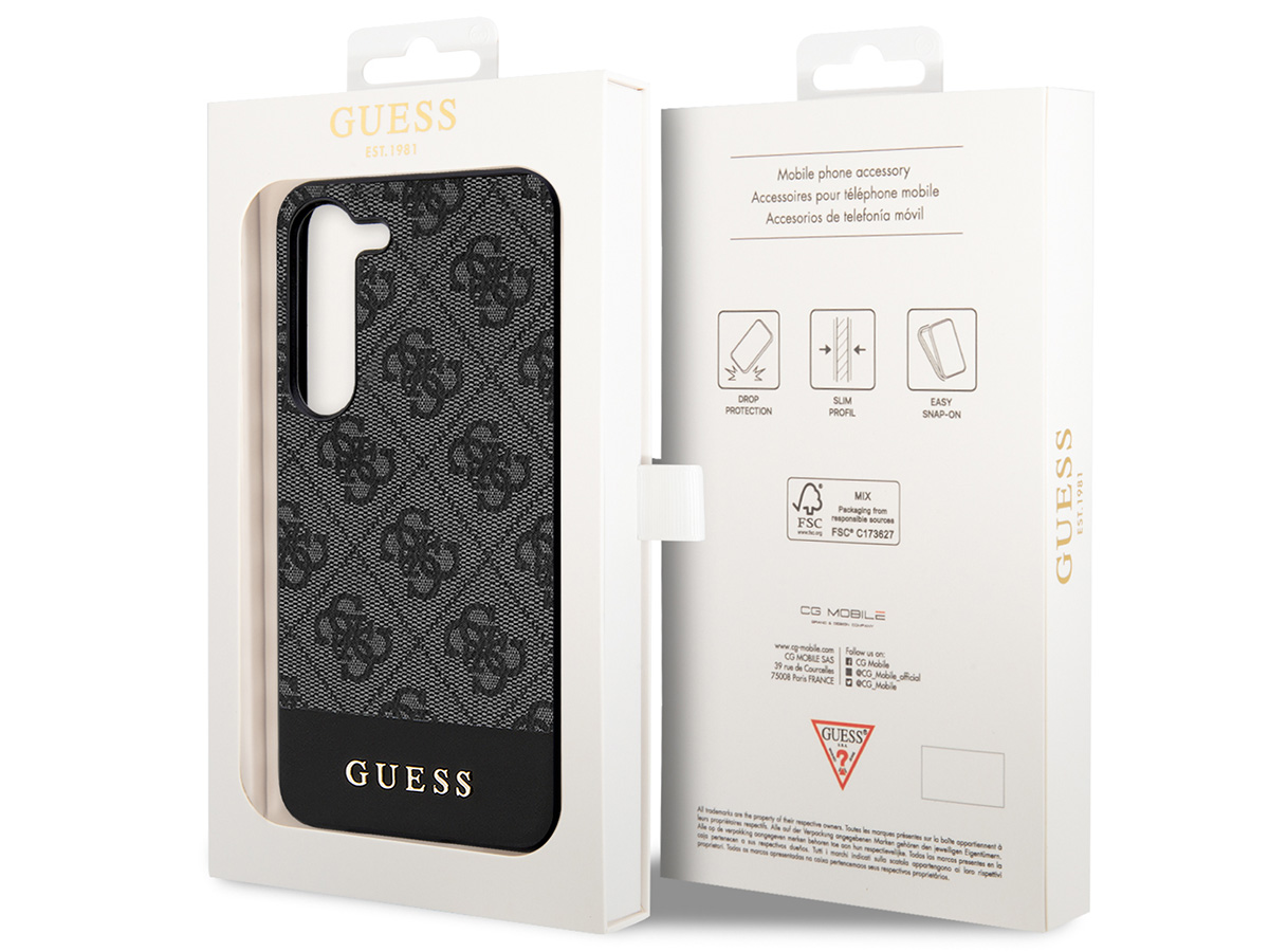 Guess Monogram Stripe Case Grijs - Samsung Galaxy S24 hoesje