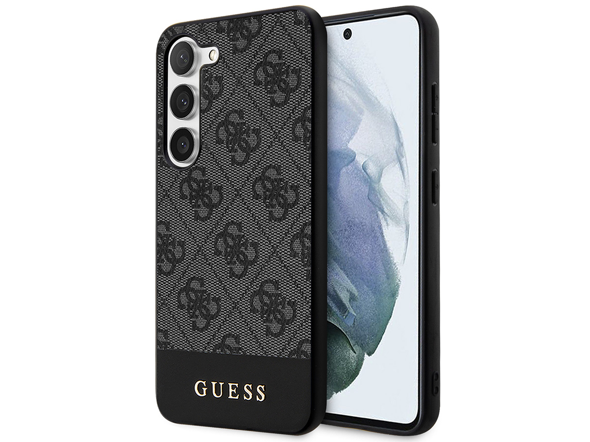 Guess Monogram Stripe Case Grijs - Samsung Galaxy S24 hoesje