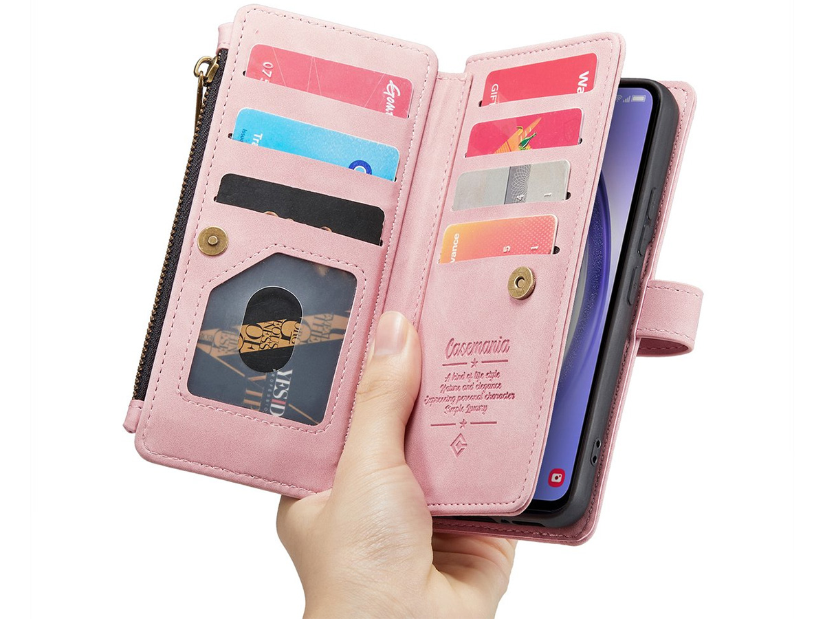 CaseMania Ritsvak Wallet Case Roze - Samsung Galaxy S24+ Hoesje