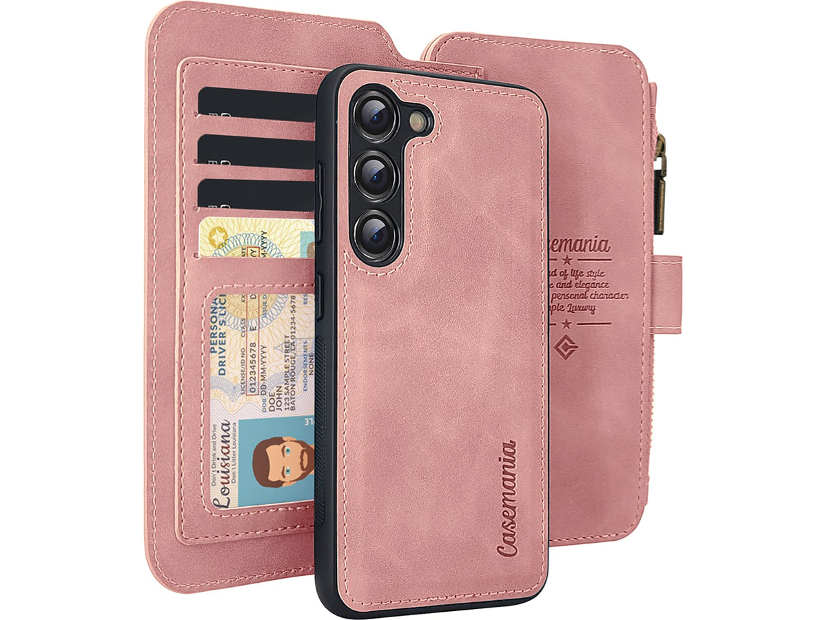 CaseMania 2in1 Wallet Ritsvak Case Roze - Samsung Galaxy S24+ Hoesje