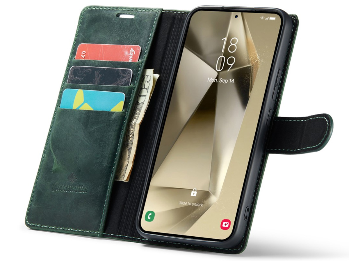 CaseMania Vintage Leather Case Groen - Samsung Galaxy S24+ hoesje