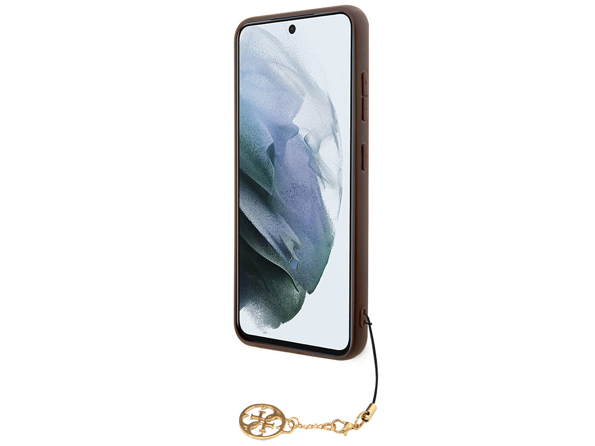 Guess Monogram Charm Case Bruin - Samsung Galaxy S24+ hoesje