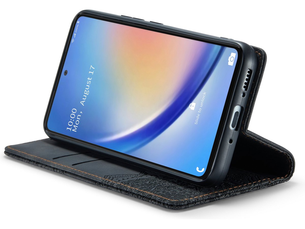 CaseMania Mandala BookCase Zwart - Samsung Galaxy S24 Ultra hoesje