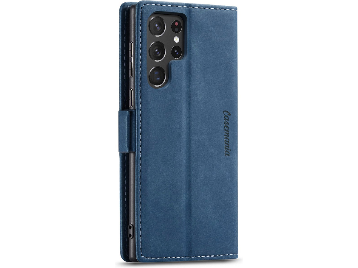 CaseMania Vintage Slim Bookcase Blauw - Samsung Galaxy S24 Ultra hoesje