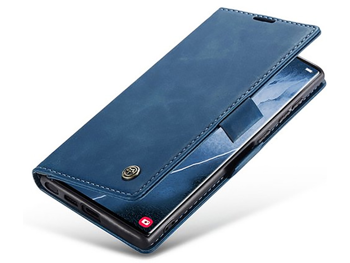 CaseMania Vintage Slim Bookcase Blauw - Samsung Galaxy S24 Ultra hoesje