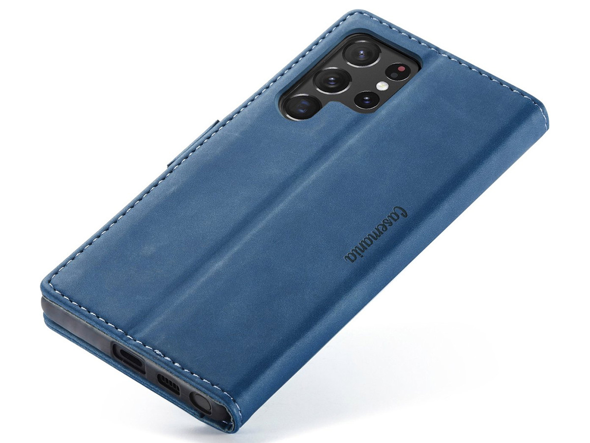 CaseMania Vintage Slim Bookcase Blauw - Samsung Galaxy S24 Ultra hoesje