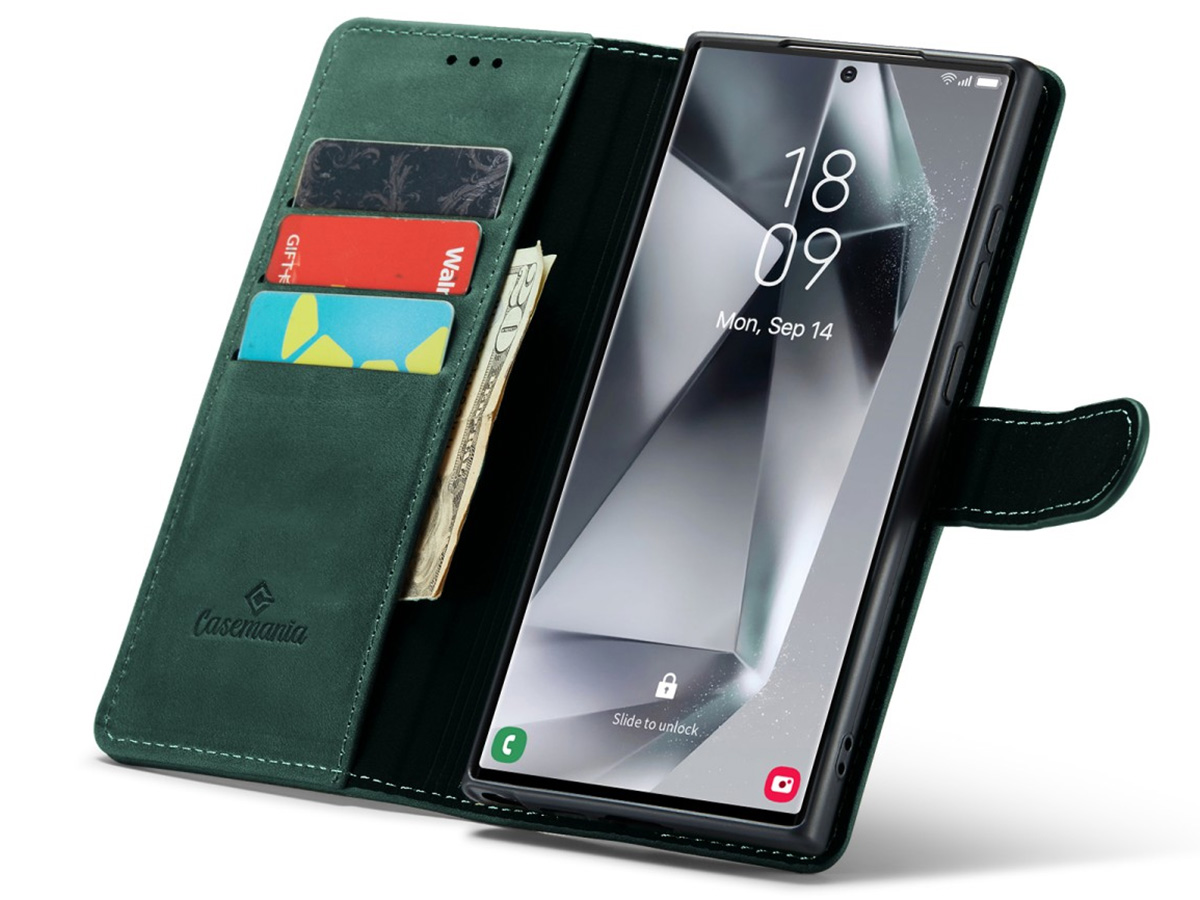 CaseMania Vintage Leather Case Groen - Samsung Galaxy S24 Ultra hoesje