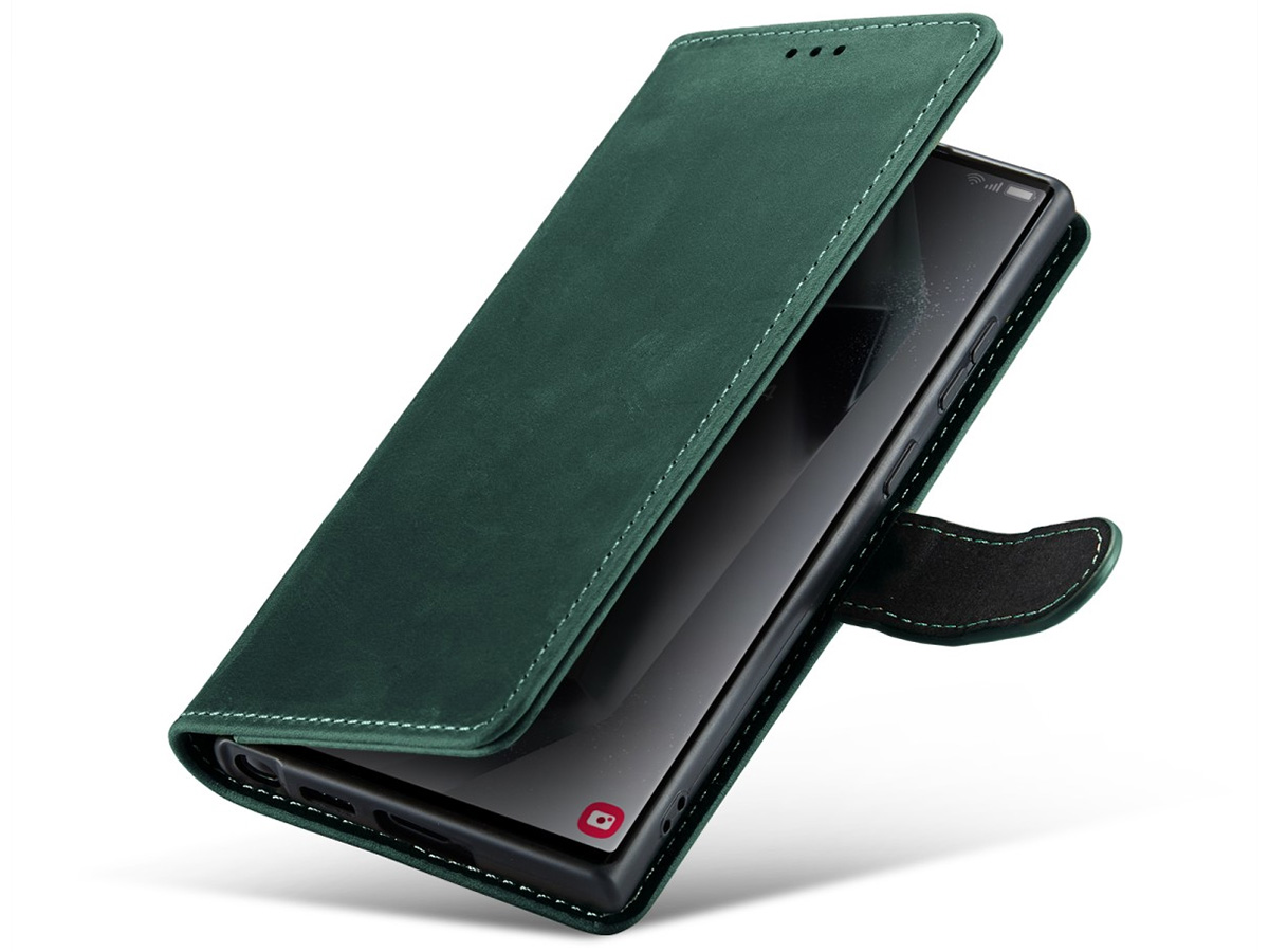 CaseMania Vintage Leather Case Groen - Samsung Galaxy S24 Ultra hoesje