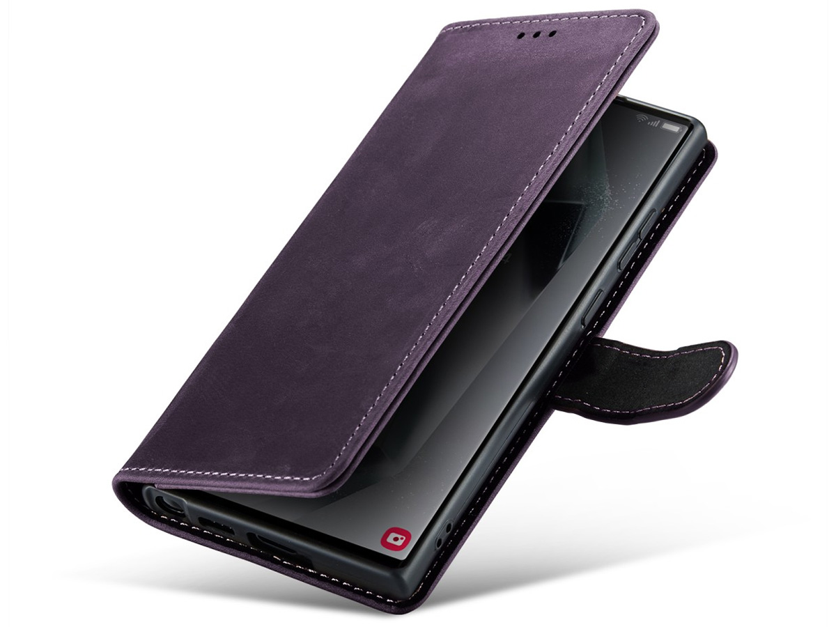 CaseMania Vintage Leather Case Paars - Samsung Galaxy S24 Ultra hoesje