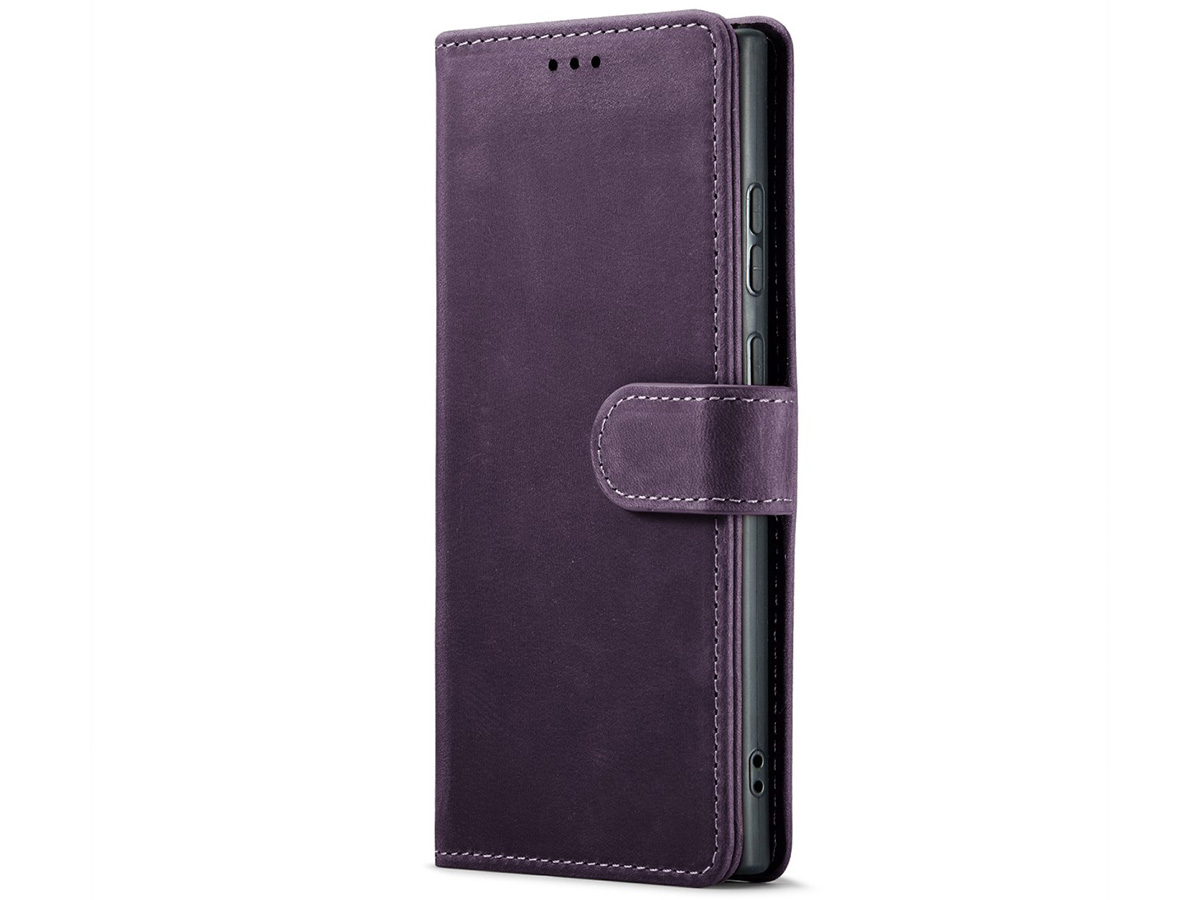 CaseMania Vintage Leather Case Paars - Samsung Galaxy S24 Ultra hoesje