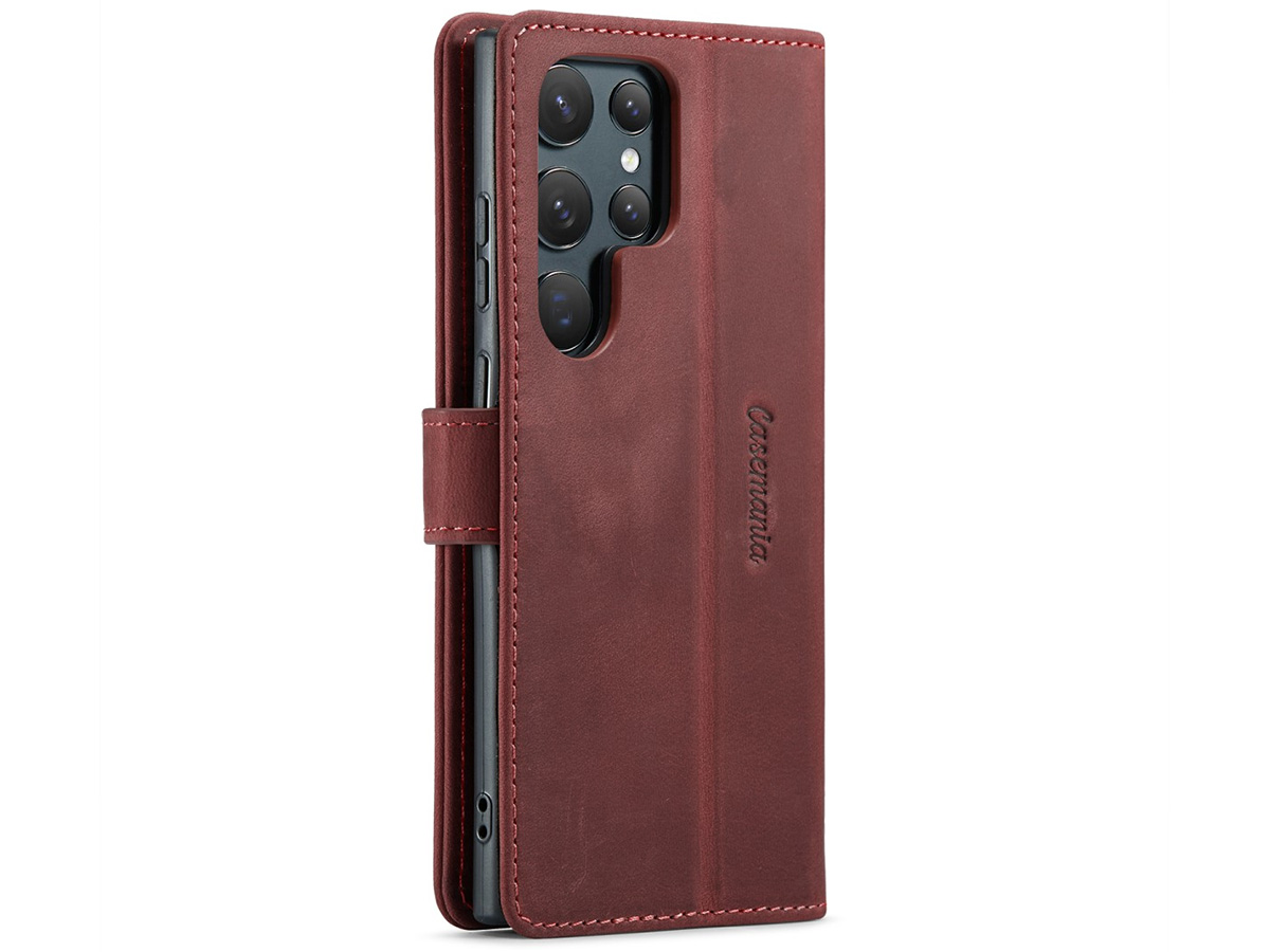 CaseMania Vintage Leather Case Rood - Samsung Galaxy S24 Ultra hoesje
