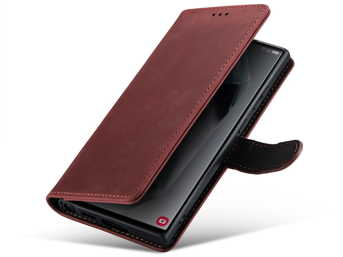 CaseMania Vintage Leather Case Rood - Samsung Galaxy S24 Ultra hoesje