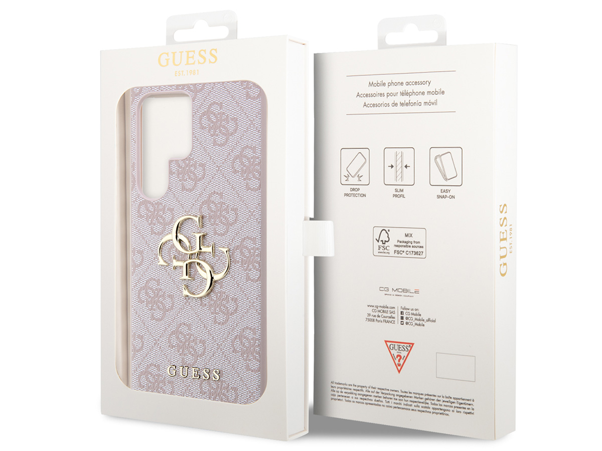 Guess Big 4G Monogram Case Roze - Samsung Galaxy S24 Ultra hoesje