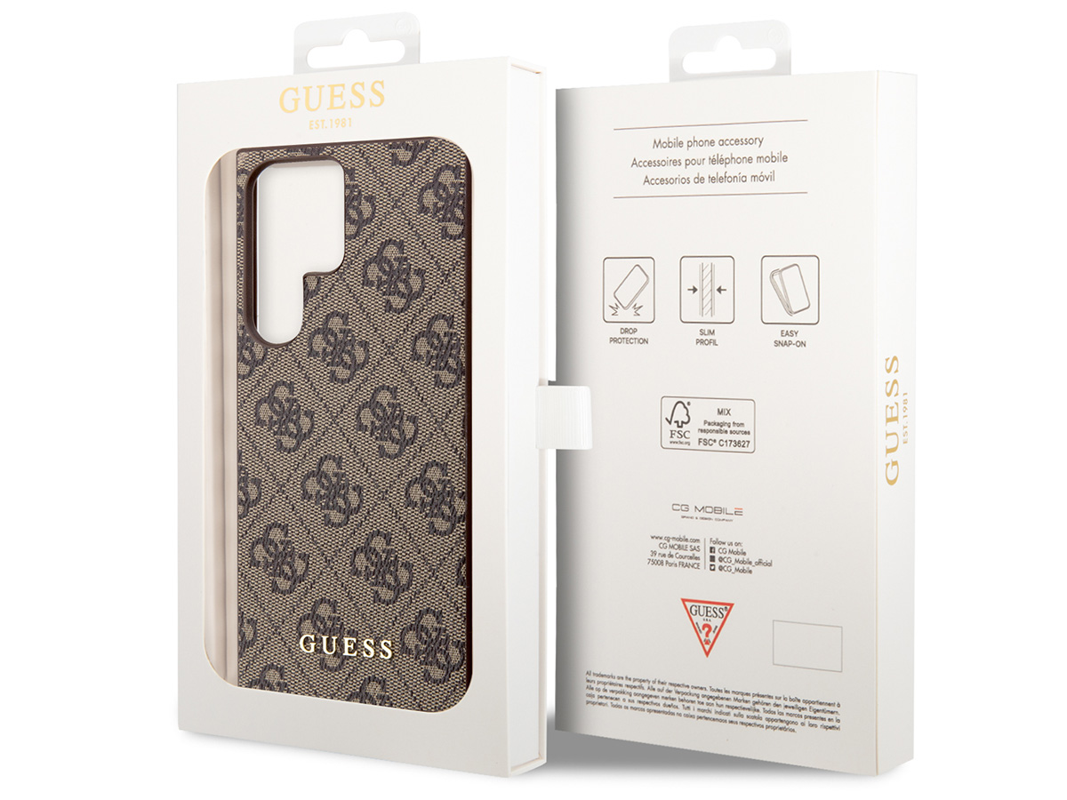 Guess Monogram Charm Case Bruin - Samsung Galaxy S24 Ultra hoesje