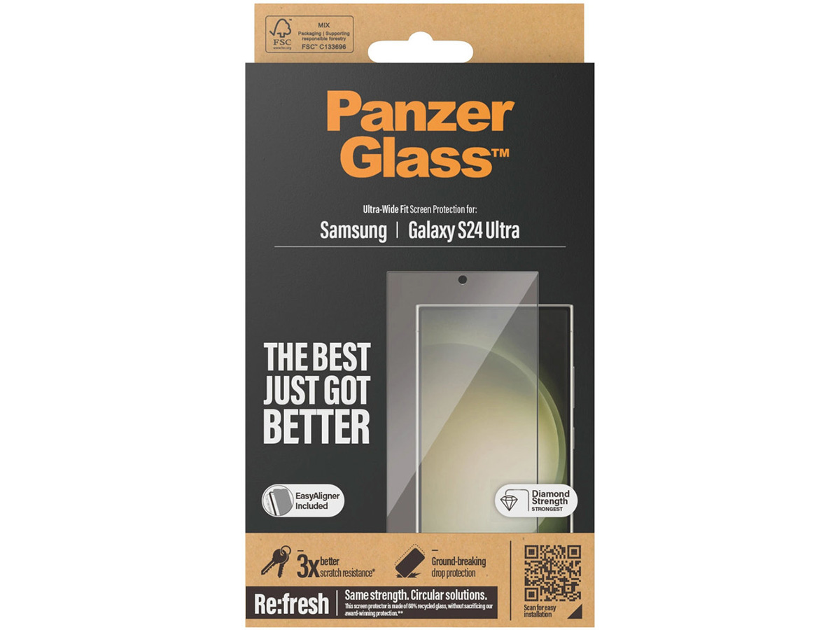 PanzerGlass Ultra-Wide Fit met EasyAligner Samsung Galaxy S24 Ultra 