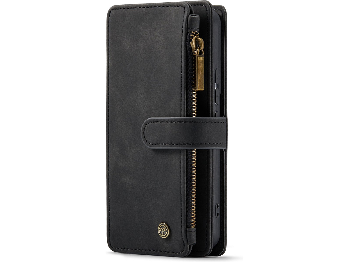 CaseMania Ritsvak Wallet Case Zwart - Samsung Galaxy S25 Hoesje