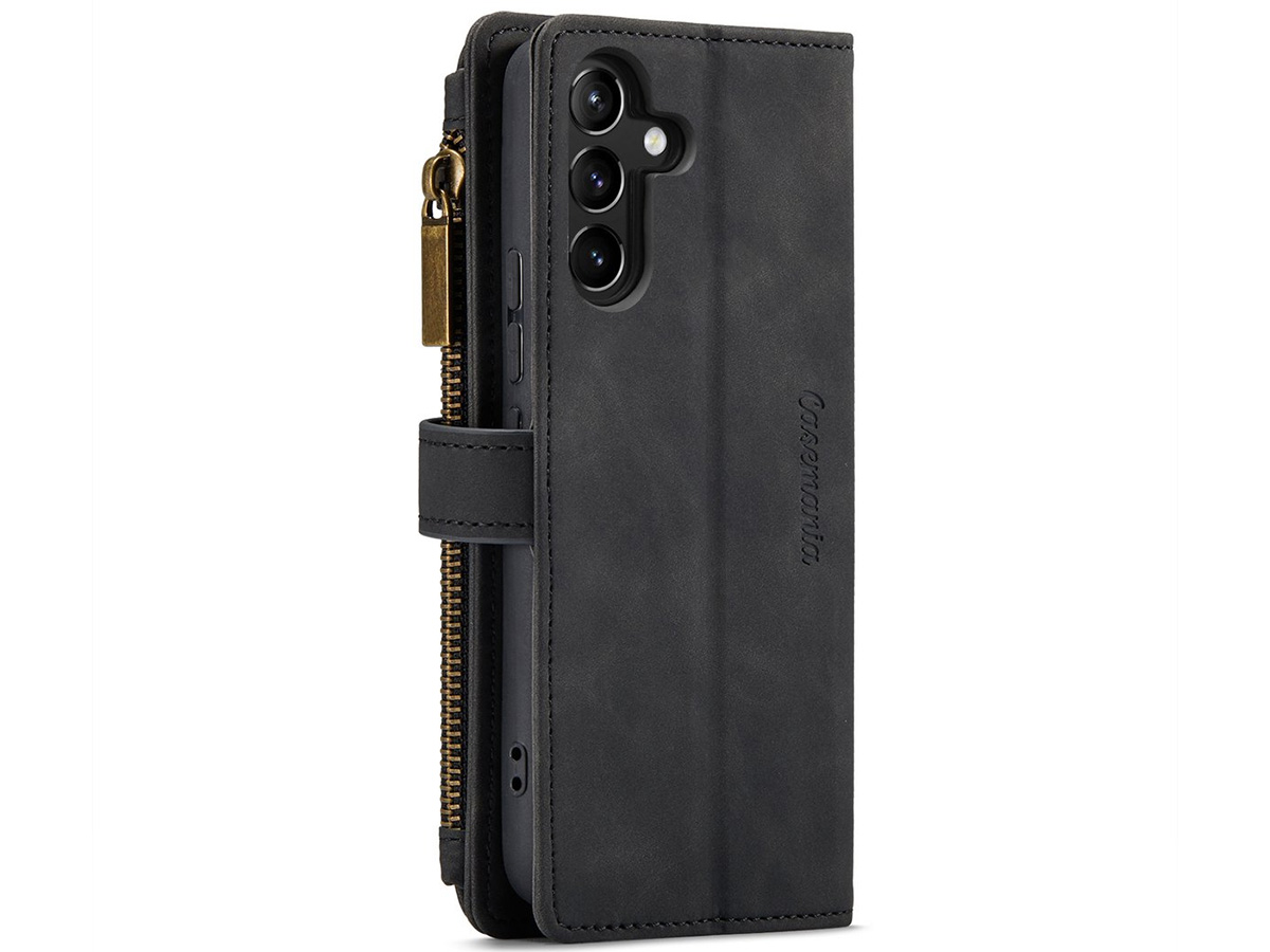 CaseMania Ritsvak Wallet Case Zwart - Samsung Galaxy S25 Hoesje