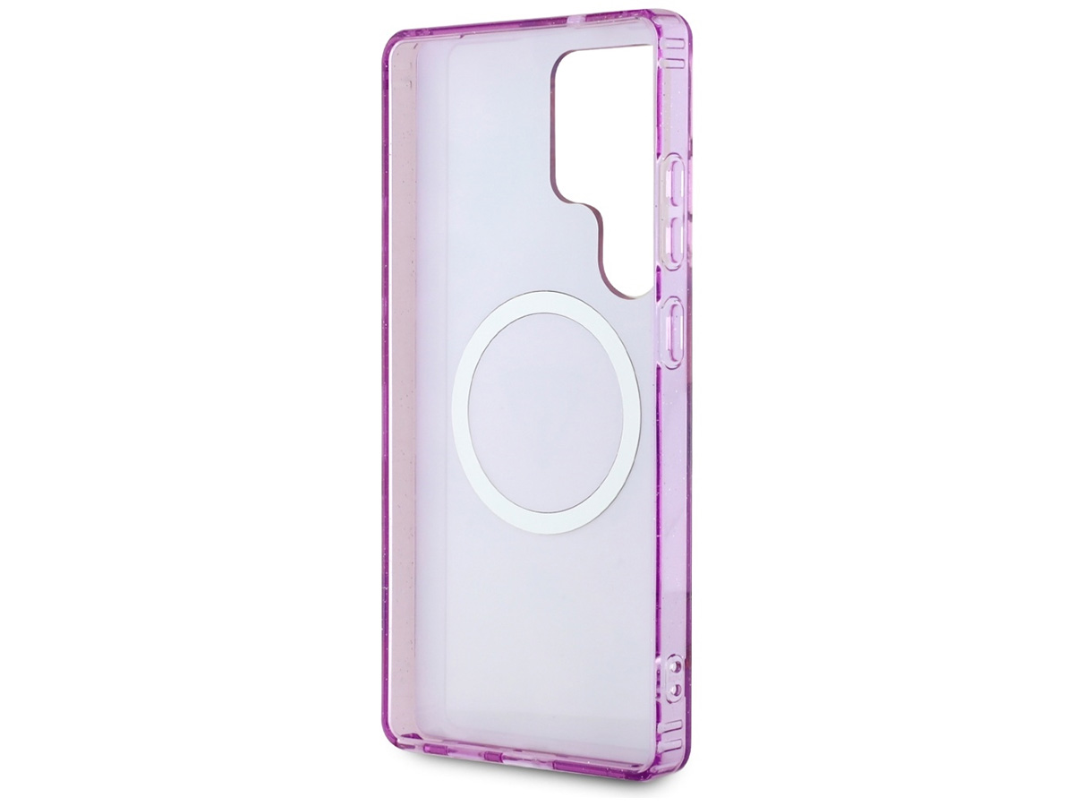 Guess Flowers MagSafe Case Paars - Samsung Galaxy S25 Ultra hoesje