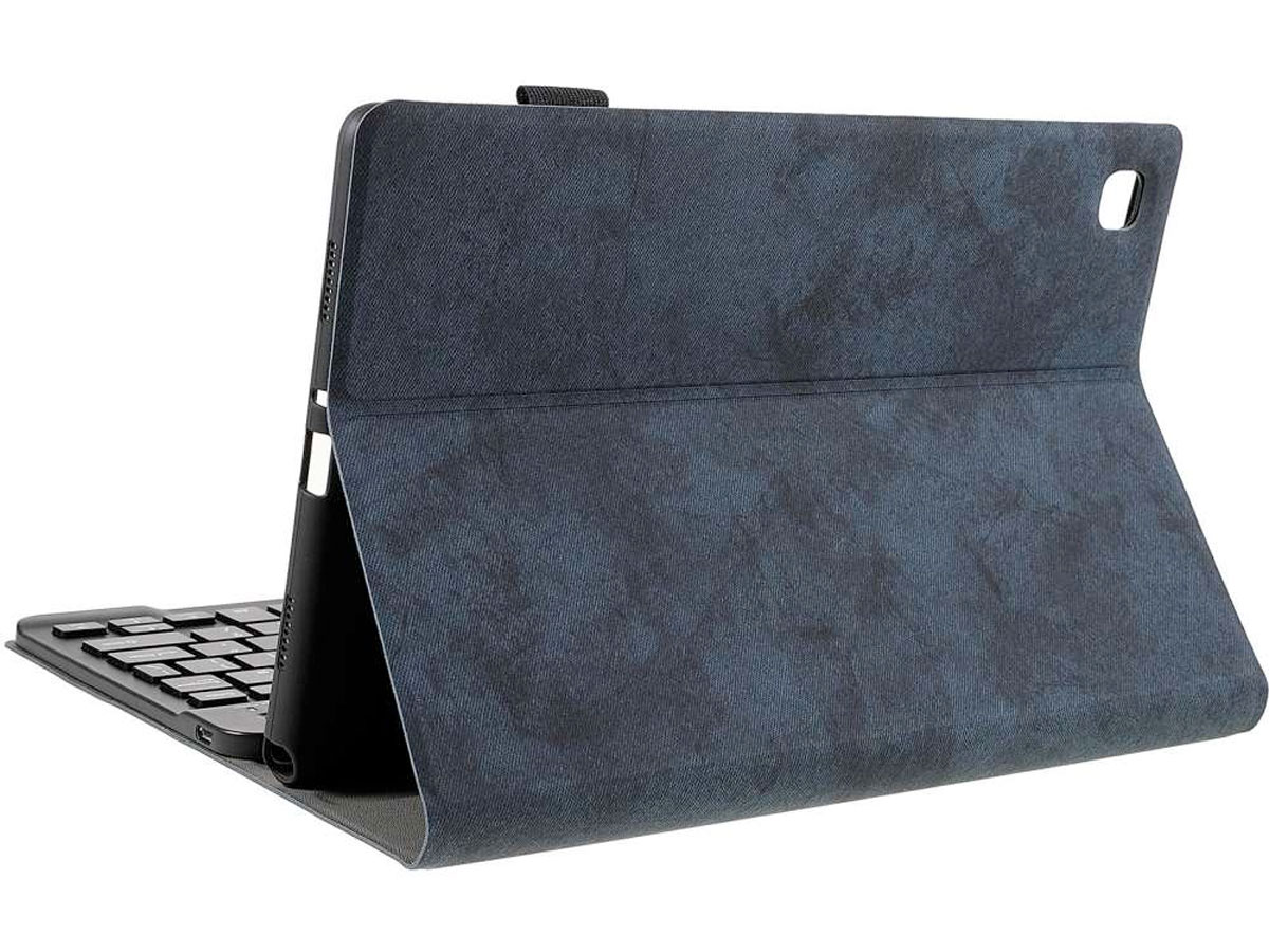 Vintage Keyboard Case Blauw QWERTY - Samsung Galaxy Tab A8 Hoesje