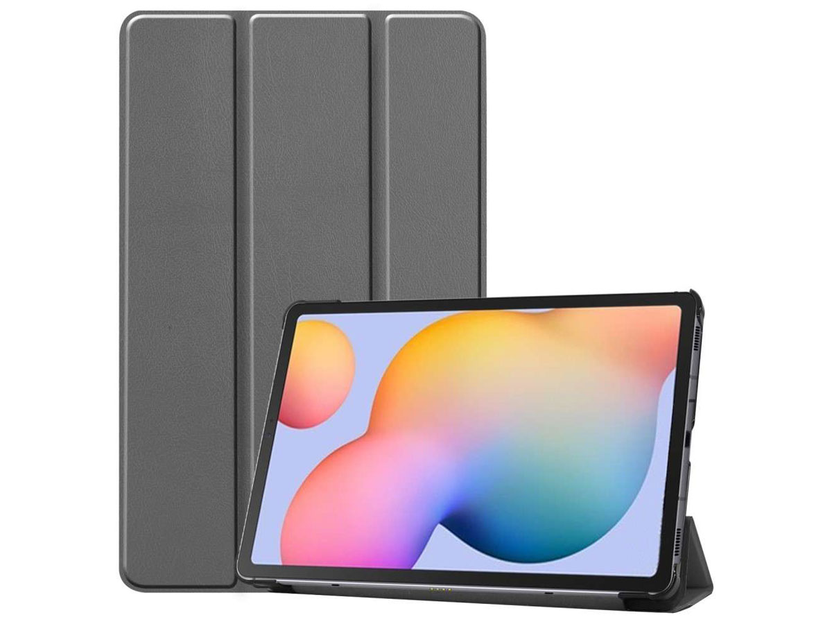 Smart Tri-Fold Bookcase Grijs - Samsung Galaxy Tab S6 Lite Hoesje