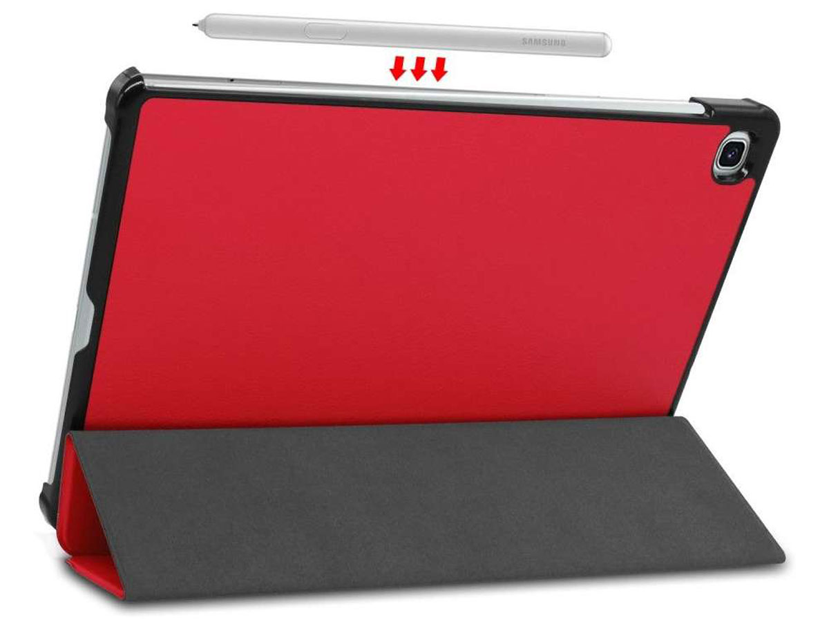 Smart Tri-Fold Bookcase Rood - Samsung Galaxy Tab S6 Lite Hoesje