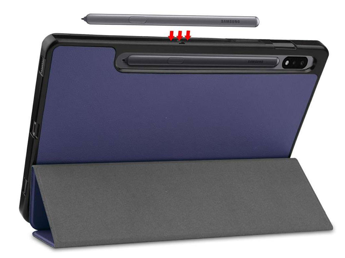 Smart Pen Bookcase Blauw - Samsung Galaxy Tab S7 Hoesje
