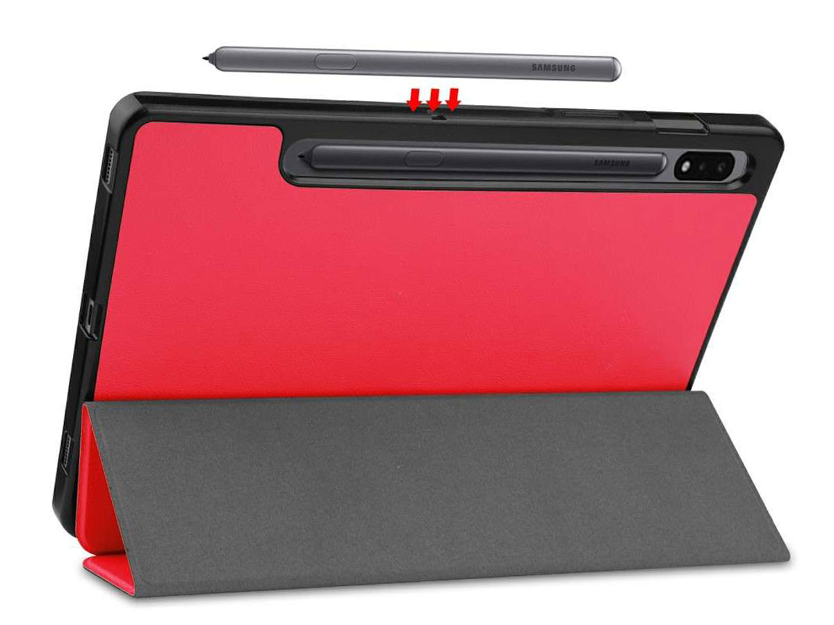 Smart Pen Bookcase Rood - Samsung Galaxy Tab S7 Hoesje