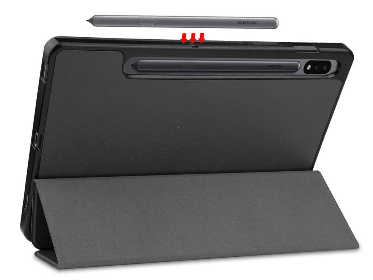 Smart Pen Bookcase Zwart - Samsung Galaxy Tab S7 Hoesje