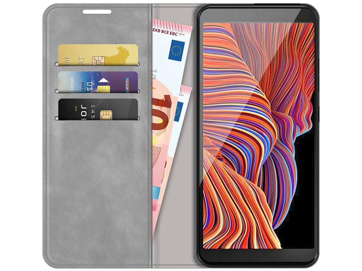 Just in Case Magnetic BookCase Grijs - Samsung Galaxy Xcover 5 hoesje