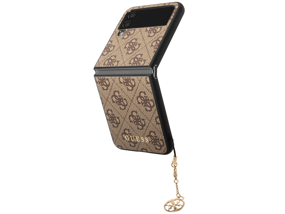 Guess Monogram Charm Case Bruin - Samsung Galaxy Z Flip 4 hoesje