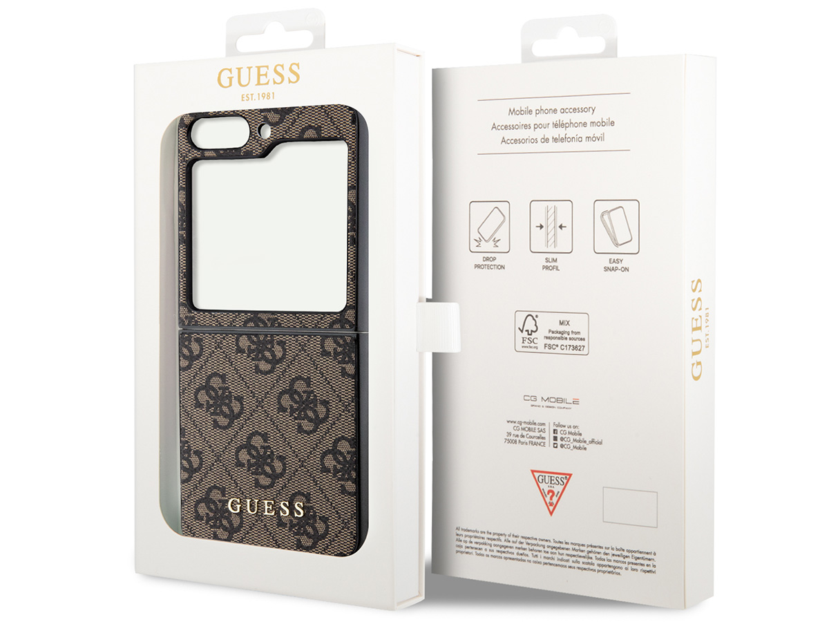 Guess Monogram Charm Case Bruin - Samsung Galaxy Z Flip 5 hoesje