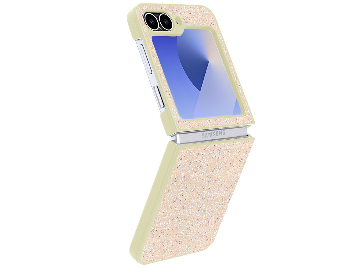 CaseMania Diamond Inlay Case Goud - Samsung Galaxy Z Flip 6 hoesje