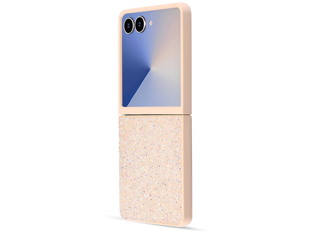 CaseMania Diamond Inlay Case Goud - Samsung Galaxy Z Flip 7 hoesje