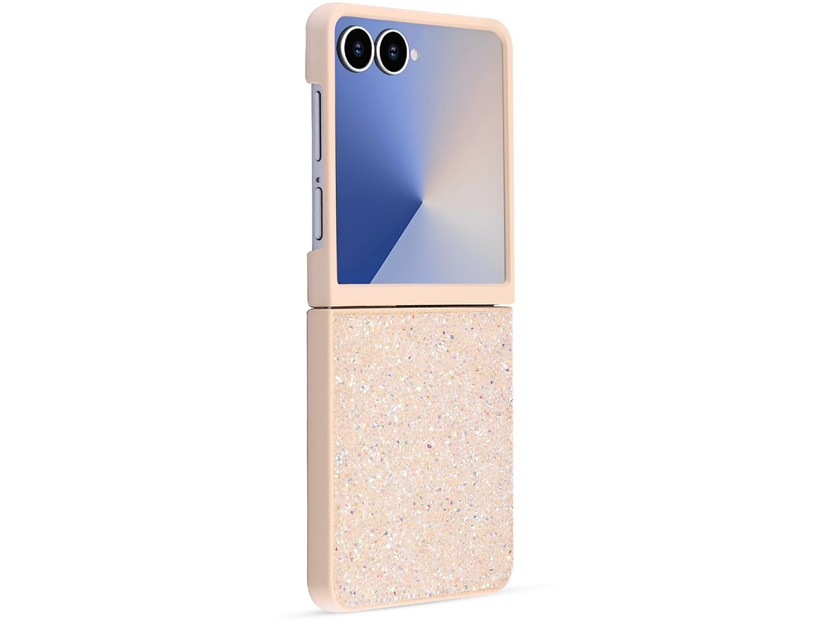 CaseMania Diamond Inlay Case Goud - Samsung Galaxy Z Flip 7 hoesje