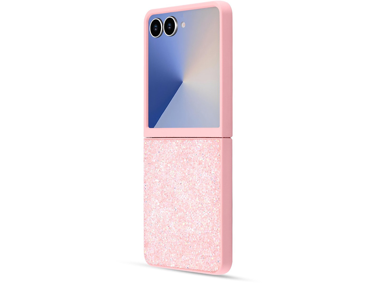 CaseMania Diamond Inlay Case Roze - Samsung Galaxy Z Flip 7 hoesje