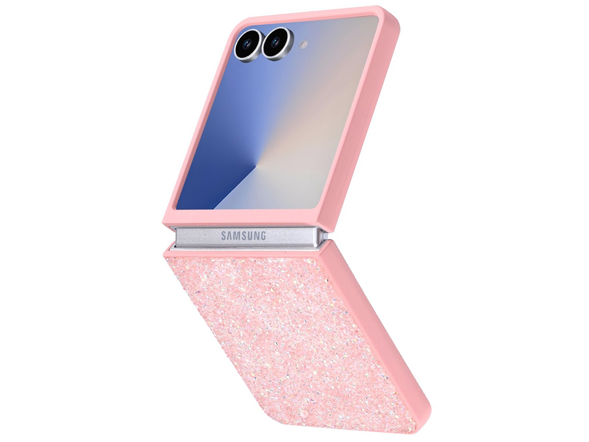 CaseMania Diamond Inlay Case Roze - Samsung Galaxy Z Flip 7 hoesje