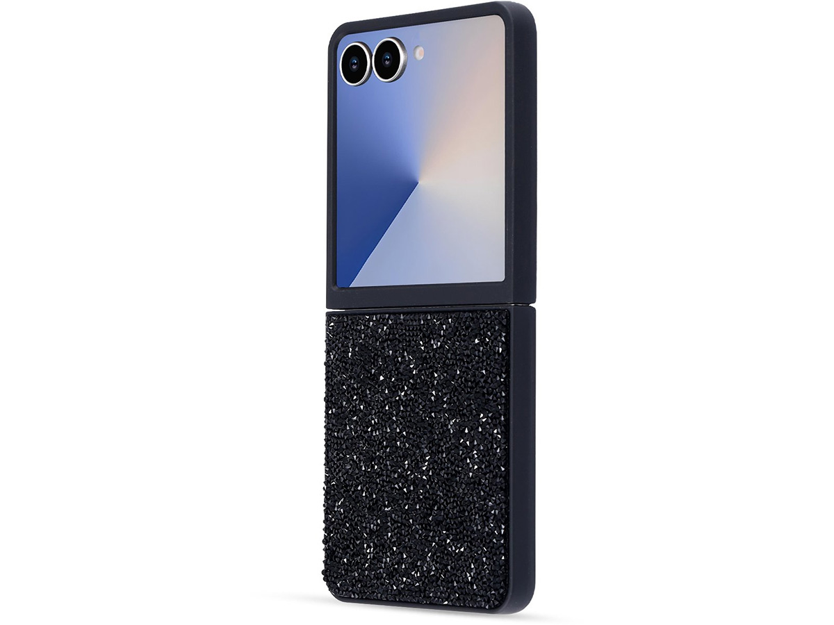 CaseMania Diamond Inlay Case Zwart - Samsung Galaxy Z Flip 7 hoesje