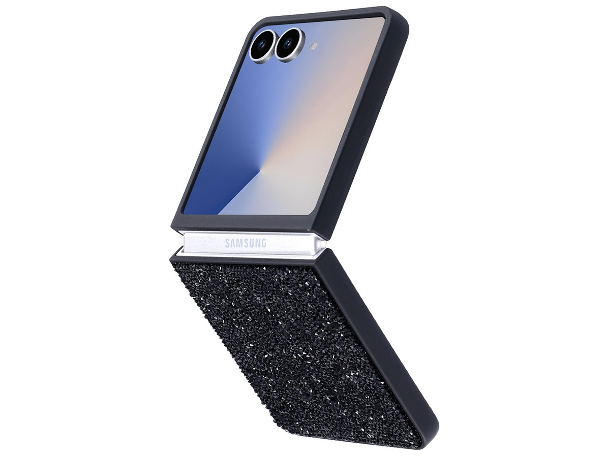 CaseMania Diamond Inlay Case Zwart - Samsung Galaxy Z Flip 7 hoesje