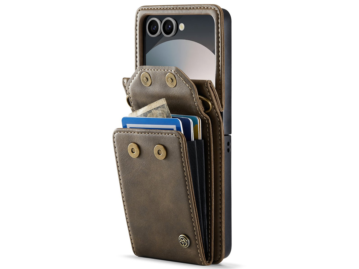 CaseMania Crossbody Koord Case Bruin - Samsung Galaxy Z Flip 7 hoesje