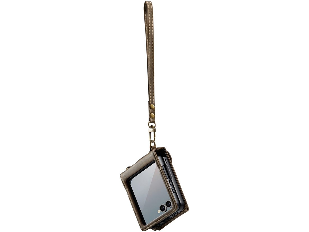 CaseMania Crossbody Koord Case Bruin - Samsung Galaxy Z Flip 7 hoesje