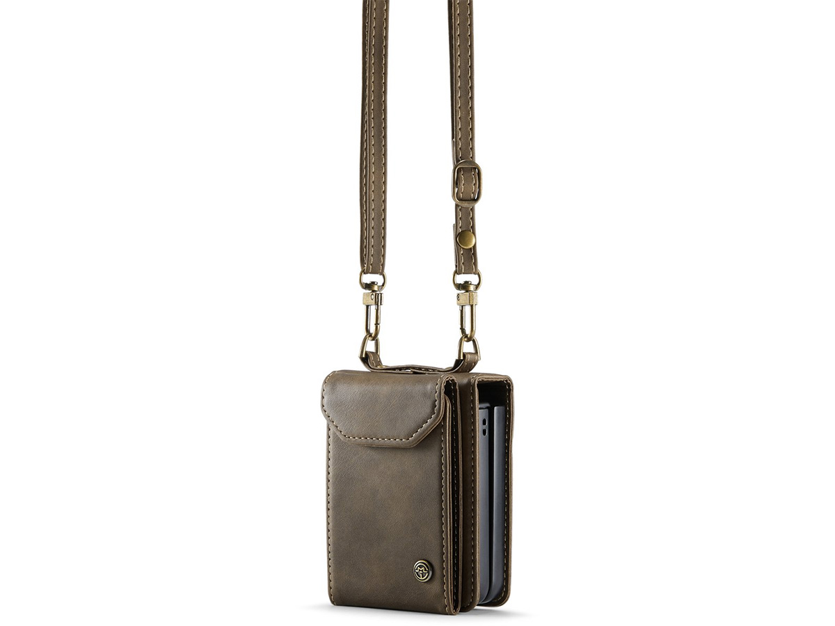 CaseMania Crossbody Koord Case Bruin - Samsung Galaxy Z Flip 7 hoesje