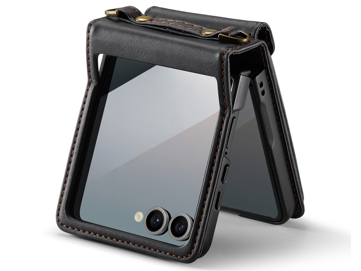 CaseMania Crossbody Koord Case Zwart - Samsung Galaxy Z Flip 7 hoesje