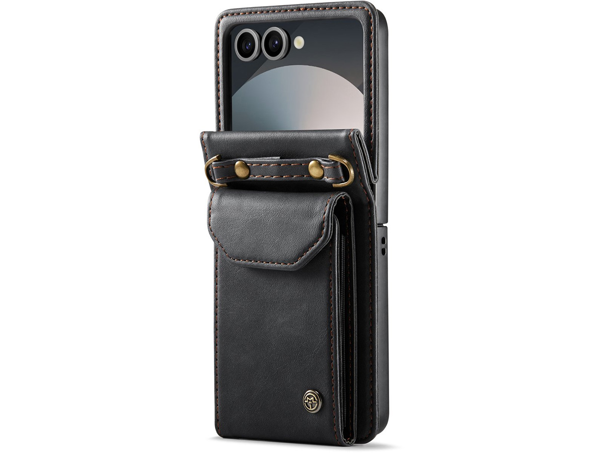 CaseMania Crossbody Koord Case Zwart - Samsung Galaxy Z Flip 7 hoesje