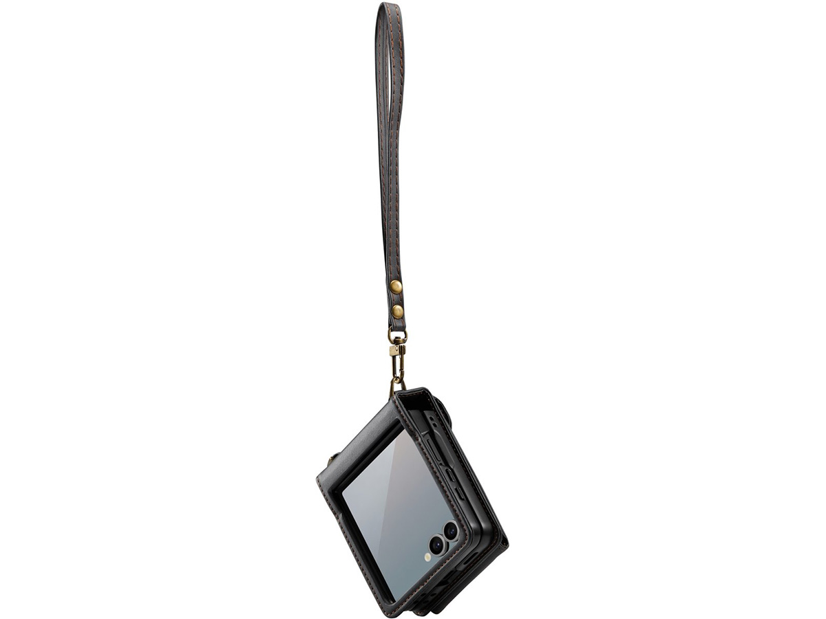 CaseMania Crossbody Koord Case Zwart - Samsung Galaxy Z Flip 7 hoesje