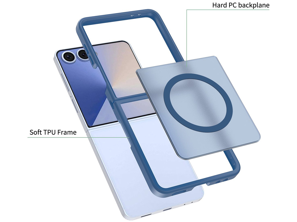 CaseMania Frozen MagSafe Case Blauw - Samsung Galaxy Z Flip 7 hoesje