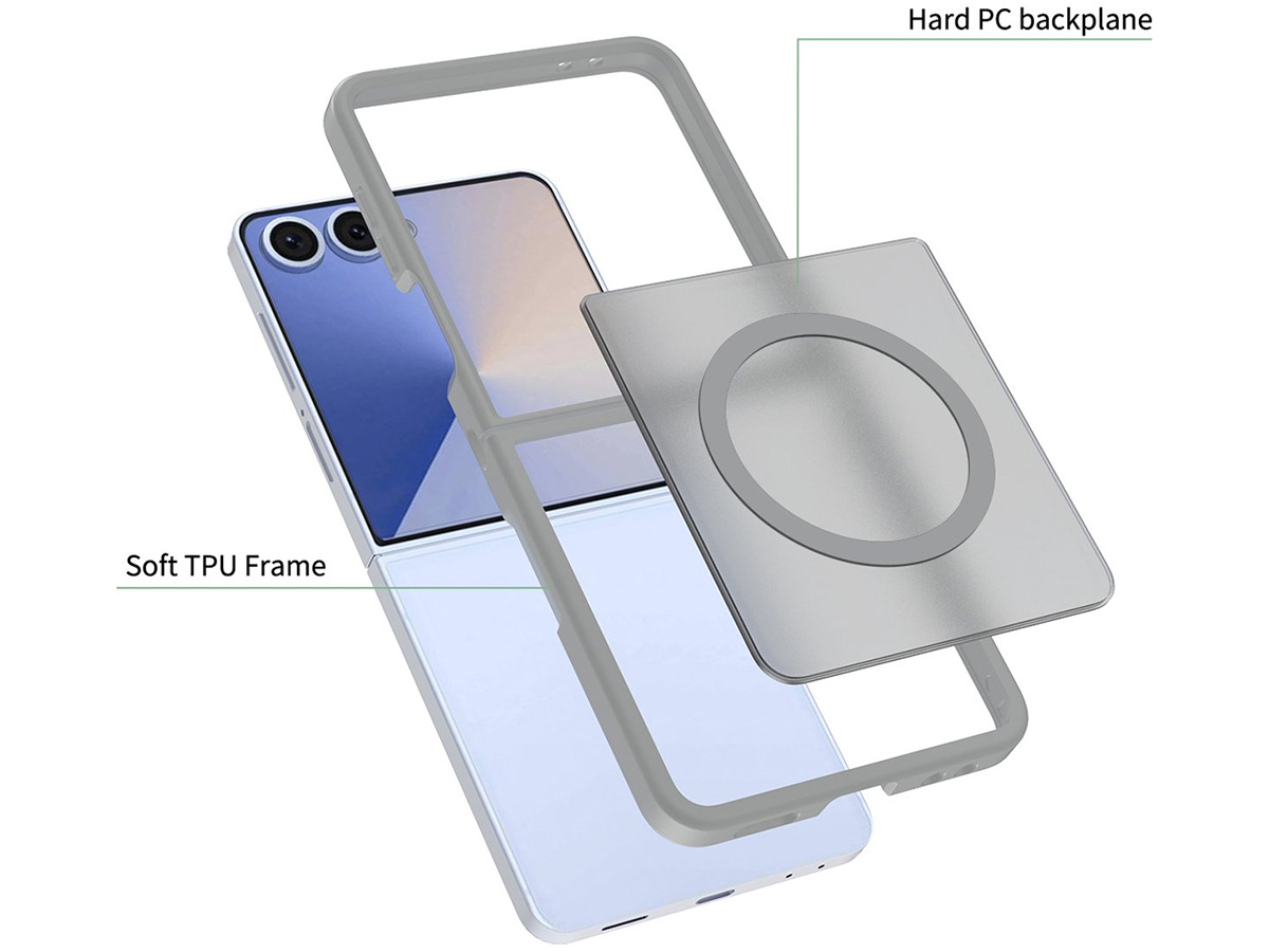 CaseMania Frozen MagSafe Case Grijs - Samsung Galaxy Z Flip 7 hoesje