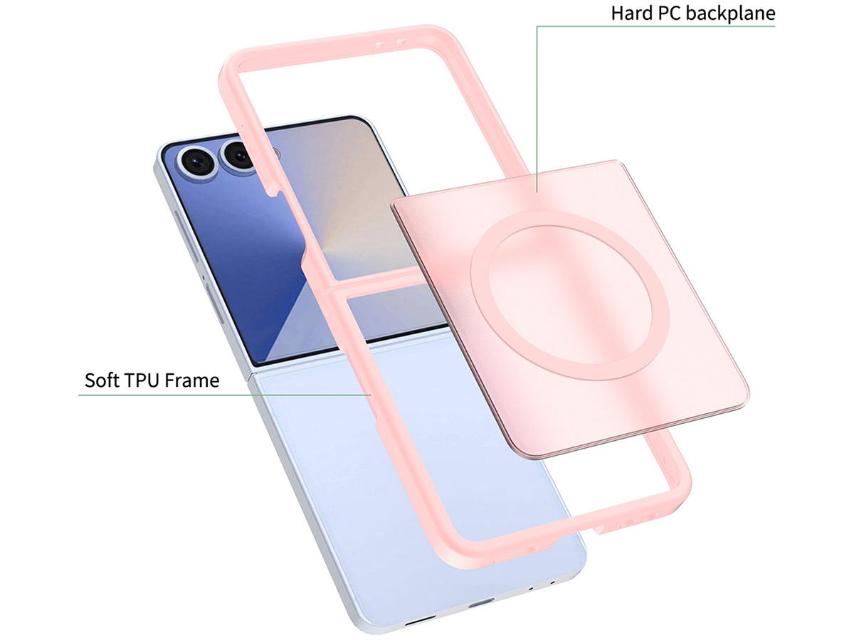 CaseMania Frozen MagSafe Case Roze - Samsung Galaxy Z Flip 7 hoesje