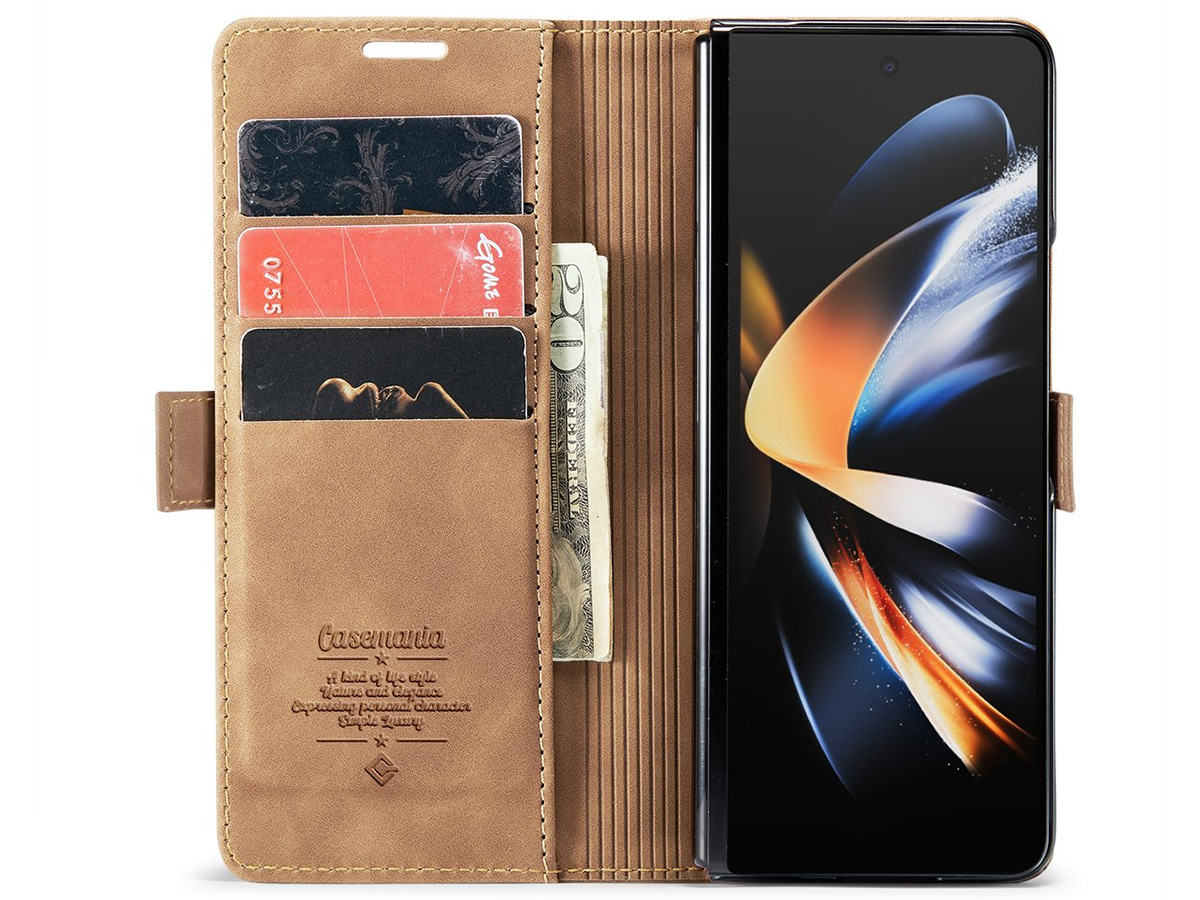 CaseMania Vintage Slim Bookcase Bruin - Samsung Galaxy Z Fold 5 hoesje