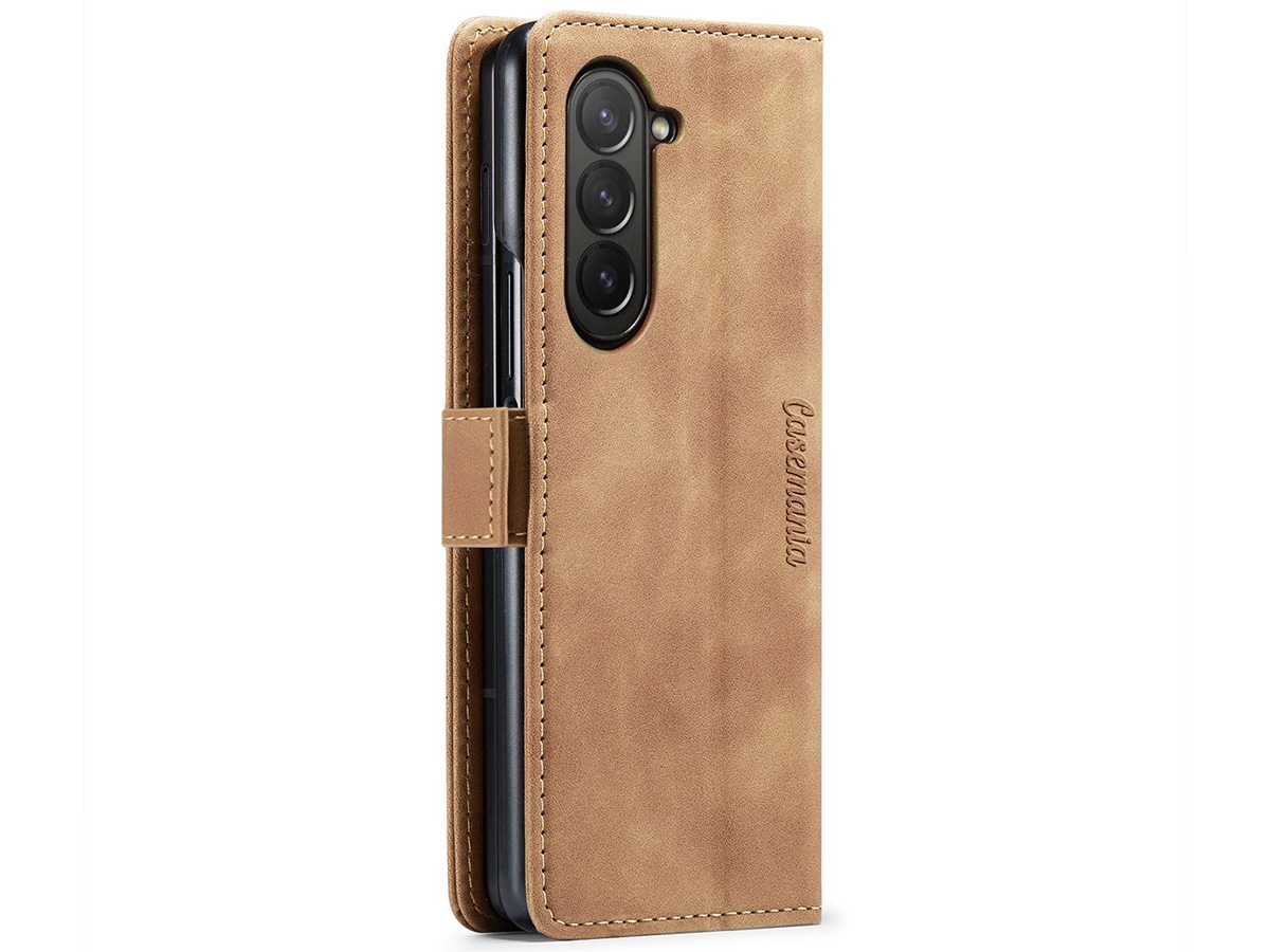 CaseMania Vintage Slim Bookcase Bruin - Samsung Galaxy Z Fold 5 hoesje