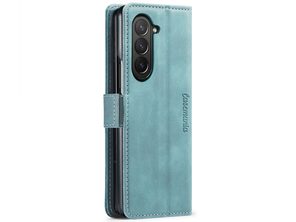 CaseMania Vintage Slim Bookcase Aqua - Samsung Galaxy Z Fold 5 hoesje